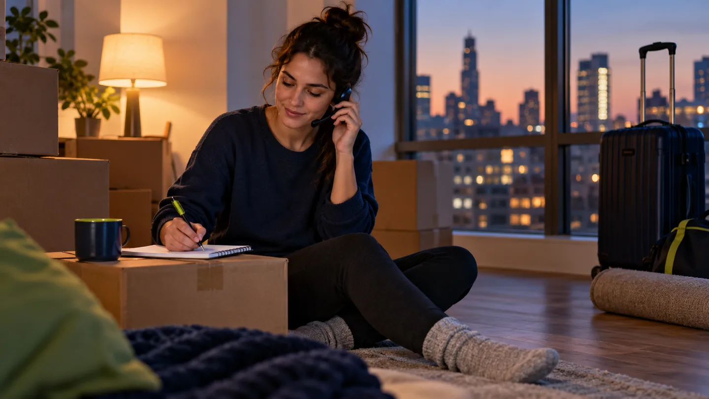 Household member records a dispatch call while waiting in a new apartment